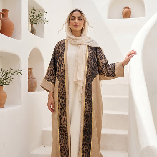 Leopard Print Linen Cardigan full view | عرض كامل لـكارديجان كتان بطبعة ليوبارد – view 2 | لقطة 2