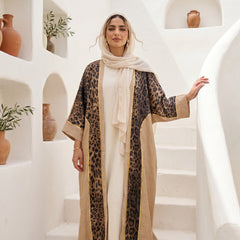 Leopard Print Linen Cardigan full view | عرض كامل لـكارديجان كتان بطبعة ليوبارد – view 2 | لقطة 2