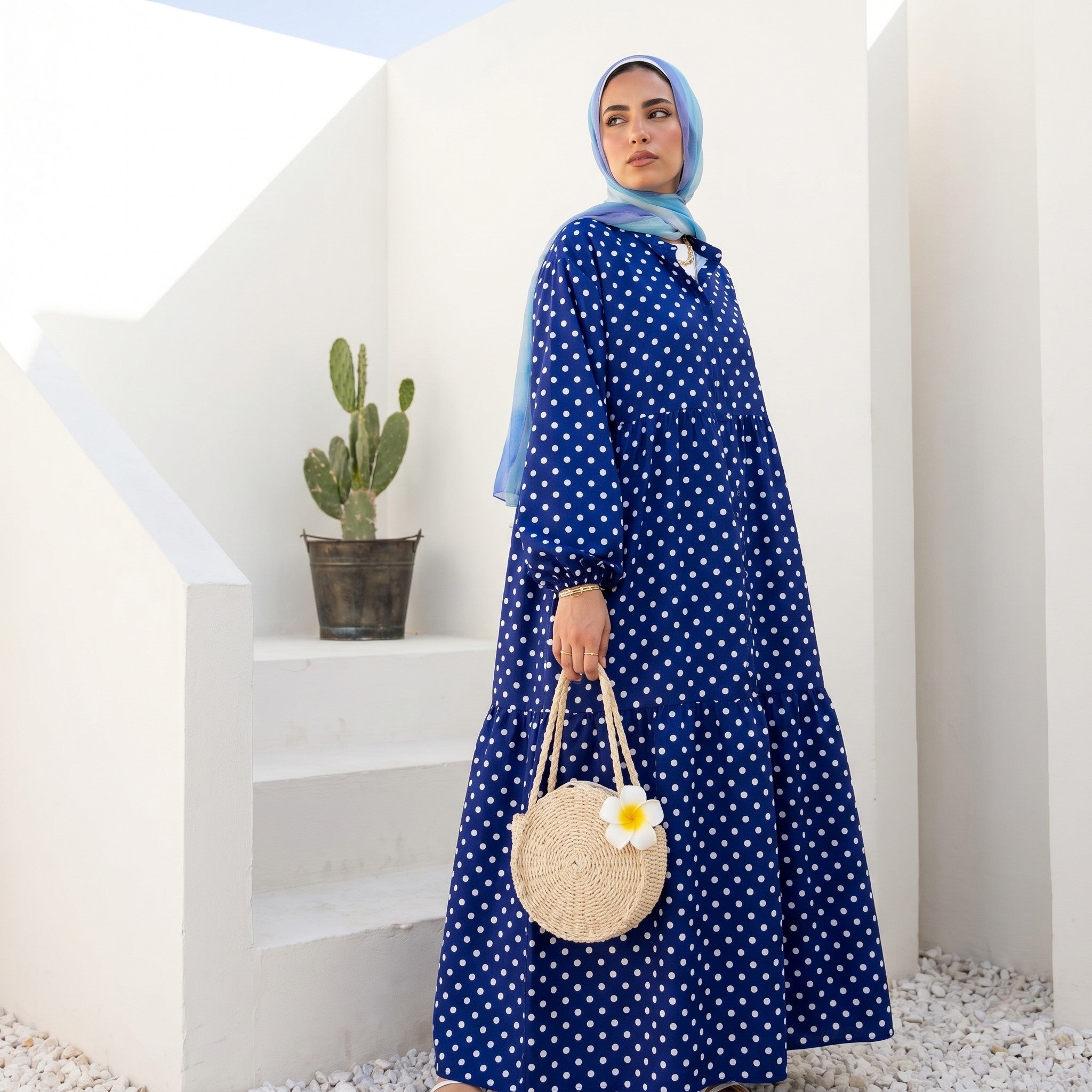 Polka Dot Dress full view | عرض كامل لـفستان منقط – view 3 | لقطة 3