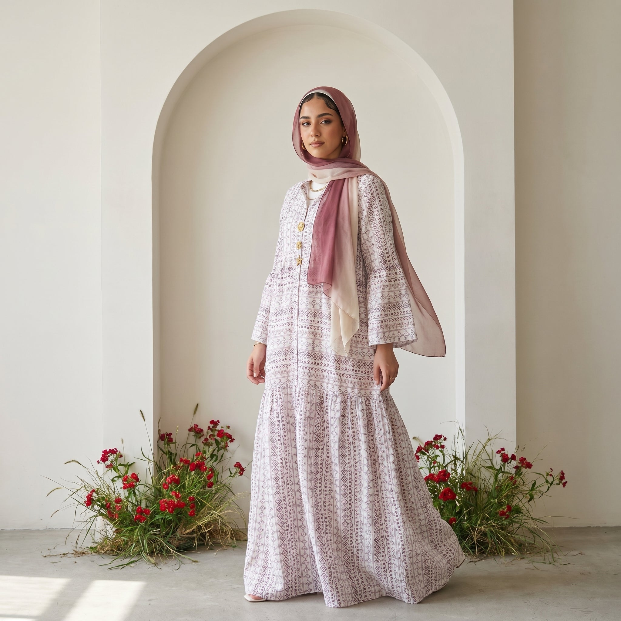 Pure Linen Embroidered Dress full view | عرض كامل لـفستان كتان خالص مطرز – view 6 | لقطة 6