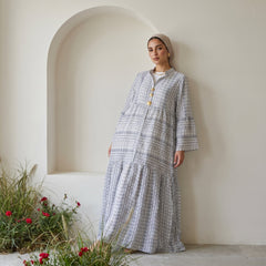 Pure Linen Embroidered Dress full view | عرض كامل لـفستان كتان خالص مطرز – view 7 | لقطة 7