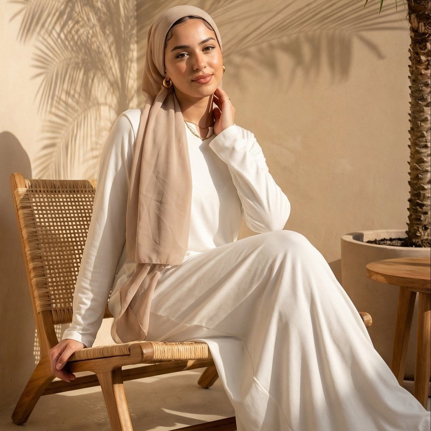 Stretch Cotton Rib Underdress full view | عرض كامل لـفستان داخلي قطن ريب مطاطي – view 1 | لقطة 1