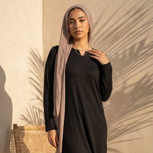 Stretch Cotton Rib Underdress full view | عرض كامل لـفستان داخلي قطن ريب مطاطي – view 2 | لقطة 2