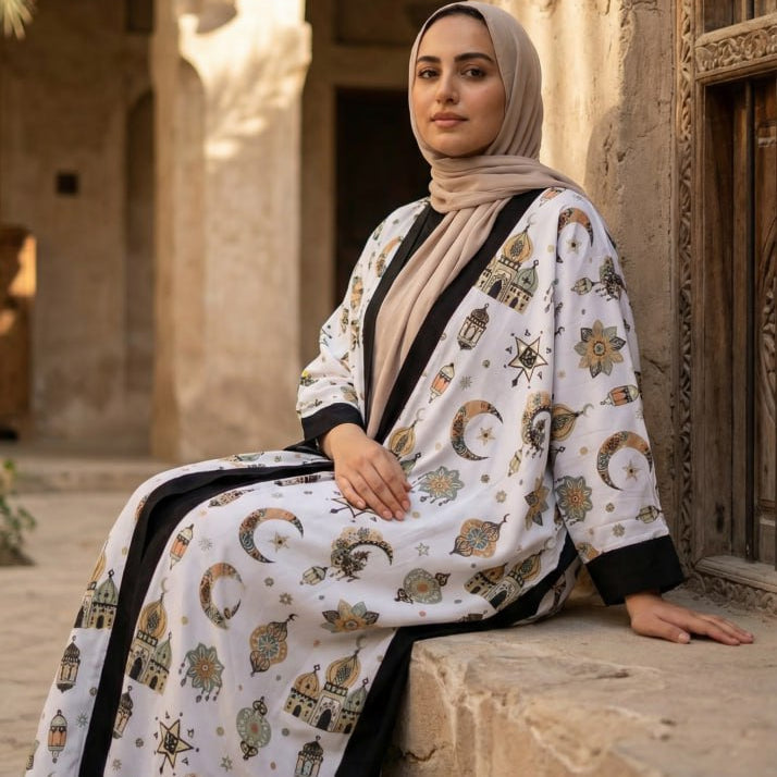 Printed Linen Cardigan full view | عرض كامل لـكارديجان كتان مطبوع – view 3 | لقطة 3