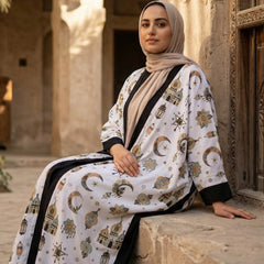 Printed Linen Cardigan full view | عرض كامل لـكارديجان كتان مطبوع – view 3 | لقطة 3