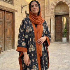 Printed Linen Cardigan full view | عرض كامل لـكارديجان كتان مطبوع – view 2 | لقطة 2