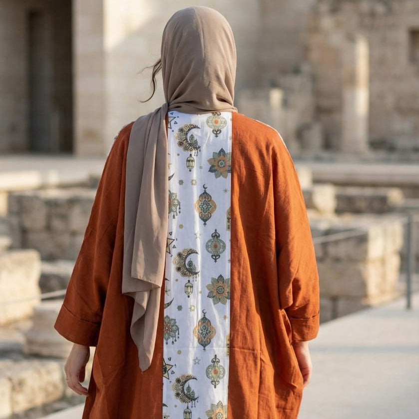 Printed Linen Cardigan full view | عرض كامل لـكارديجان كتان مطبوع – view 8 | لقطة 8