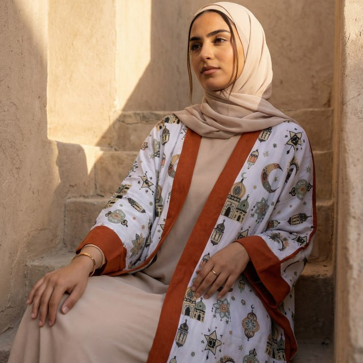 Printed Linen Cardigan full view | عرض كامل لـكارديجان كتان مطبوع – view 7 | لقطة 7