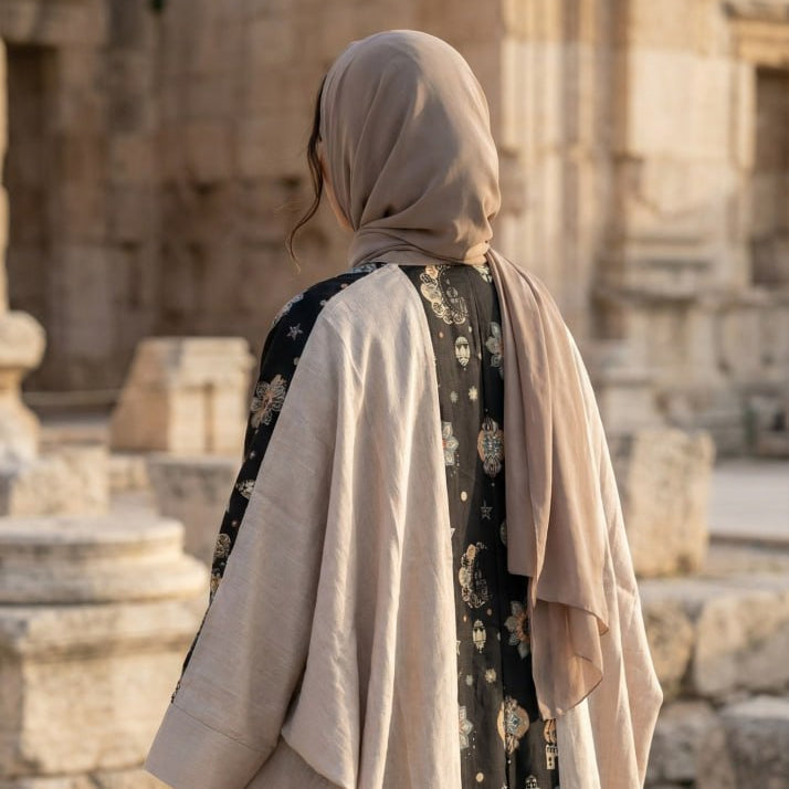 Printed Linen Cardigan full view | عرض كامل لـكارديجان كتان مطبوع – view 4 | لقطة 4