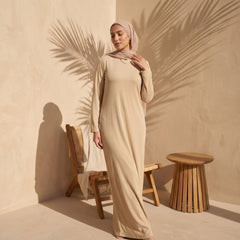 Stretch Cotton Rib Underdress full view | عرض كامل لـفستان داخلي قطن ريب مطاطي – view 3 | لقطة 3