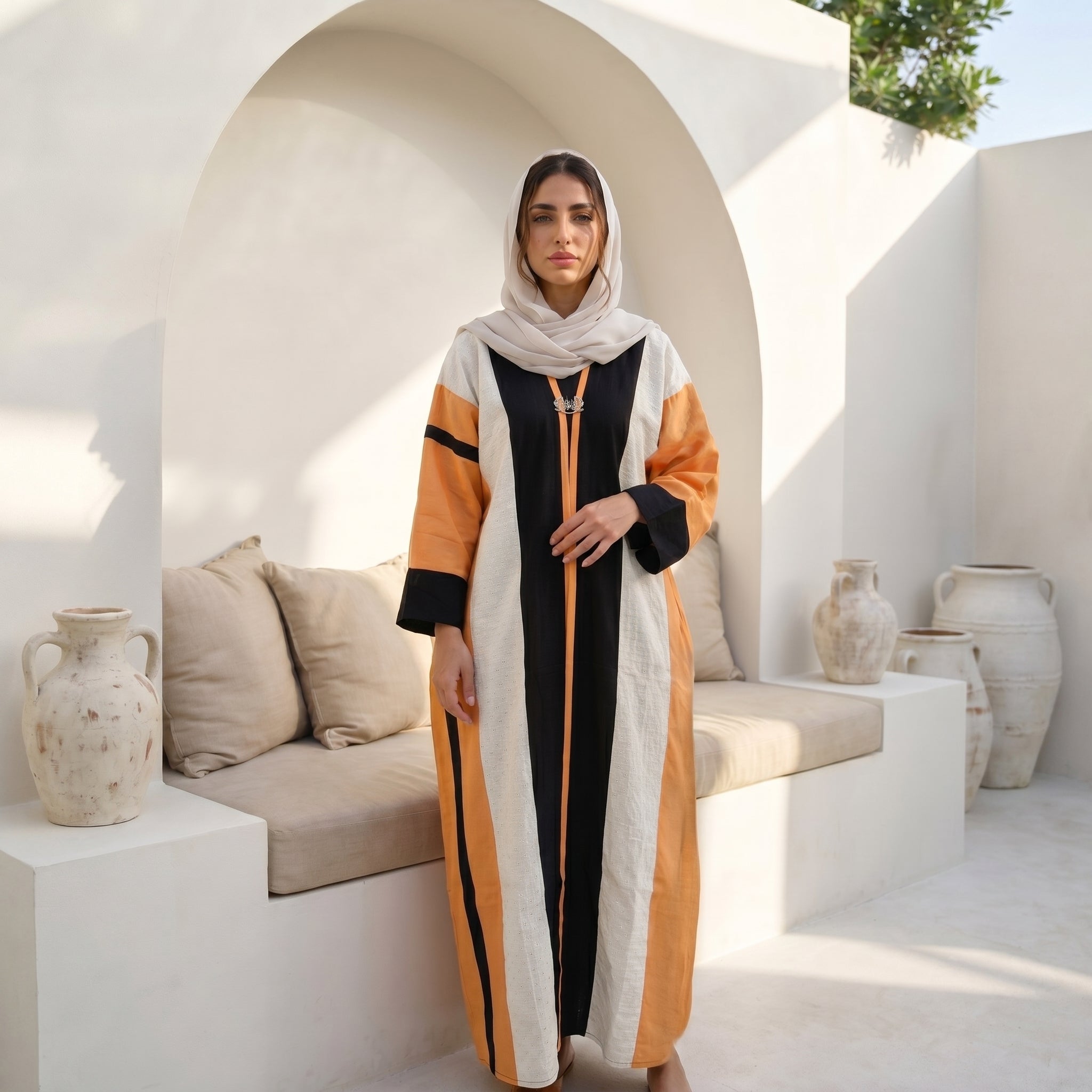 Mixed-Color Linen Cardigan full view | عرض كامل لـكارديجان كتان متعدد الألوان – view 8 | لقطة 8