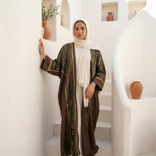 Zigzag Linen Cardigan full view | عرض كامل لـكارديجان كتان زيجزاج – view 2 | لقطة 2