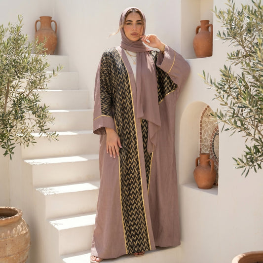 Zigzag Linen Cardigan full view | عرض كامل لـكارديجان كتان زيجزاج – view 1 | لقطة 1