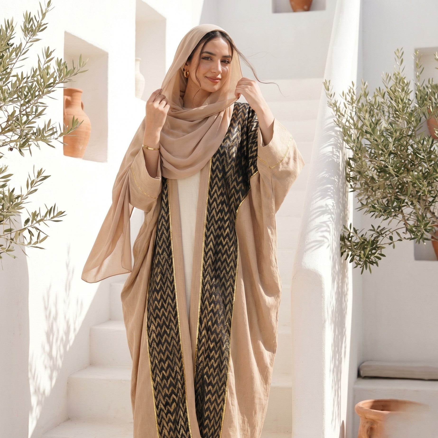 Zigzag Linen Cardigan full view | عرض كامل لـكارديجان كتان زيجزاج – view 3 | لقطة 3