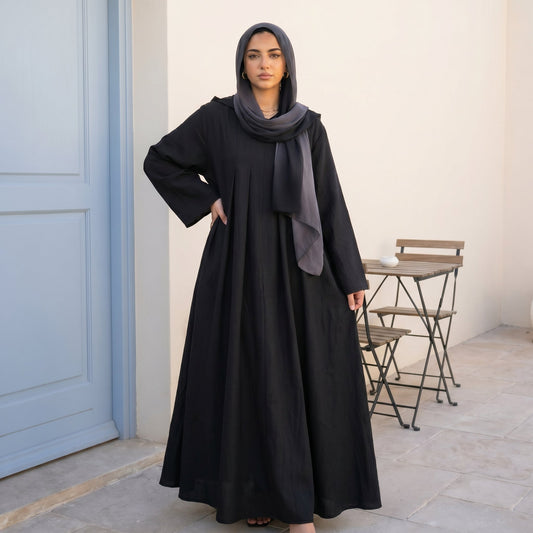 Linen Hooded Dress with Pockets full view | عرض كامل لـفستان كتان بغطاء رأس وجيوب – view 2 | لقطة 2