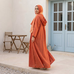 Linen Hooded Dress with Pockets full view | عرض كامل لـفستان كتان بغطاء رأس وجيوب – view 7 | لقطة 7