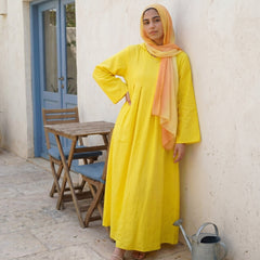 Linen Hooded Dress with Pockets full view | عرض كامل لـفستان كتان بغطاء رأس وجيوب – view 5 | لقطة 5