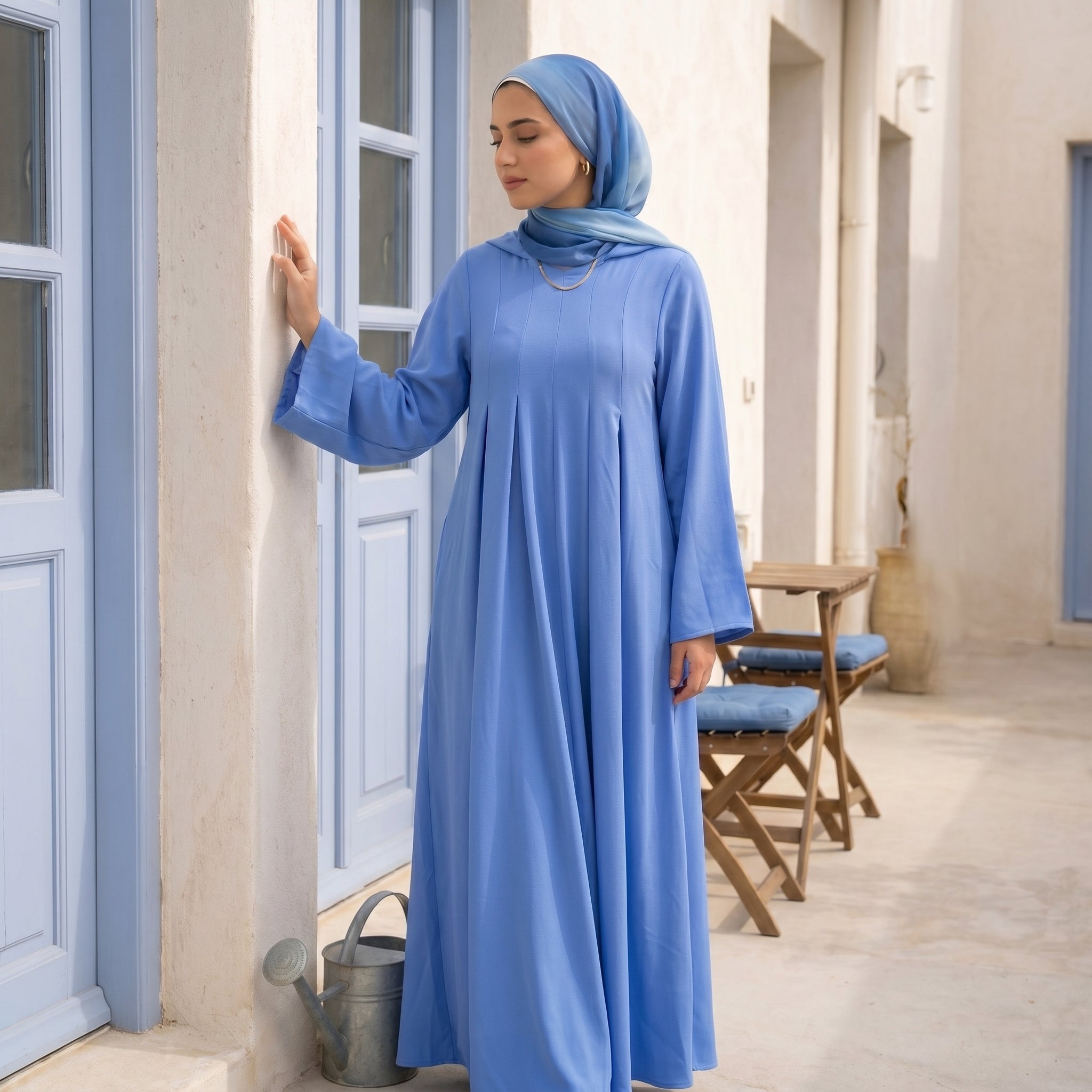 Cotton Vibran Hooded Dress full view | عرض كامل لـفستان قطن فيبران بغطاء رأس – view 3 | لقطة 3