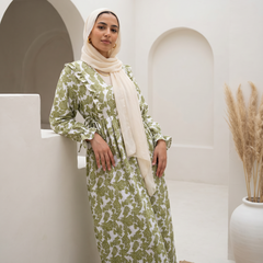 Printed Linen Dress full view | عرض كامل لـفستان كتان مطبوع – view 4 | لقطة 4