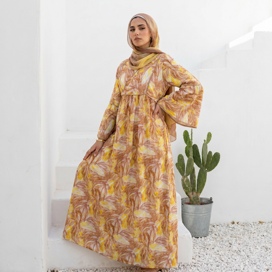 Printed Cotton Vibran Dress full view | عرض كامل لـفستان قطن فيبران مطبوع – view 2 | لقطة 2