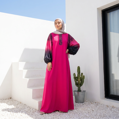 Crepe Abaya with Satin Sleeves full view | عرض كامل لـعباية كريب بأكمام ساتان – view 8 | لقطة 8