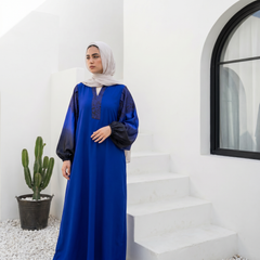 Crepe Abaya with Satin Sleeves full view | عرض كامل لـعباية كريب بأكمام ساتان – view 9 | لقطة 9