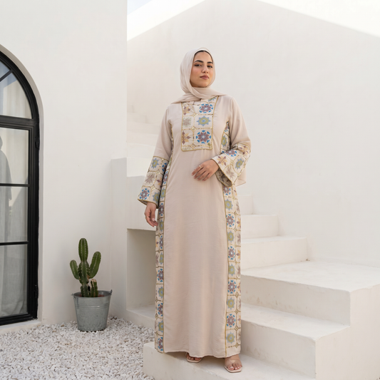 CY Embroidered Abaya full view | عرض كامل لـعباية CY مطرزة – view 1 | لقطة 1