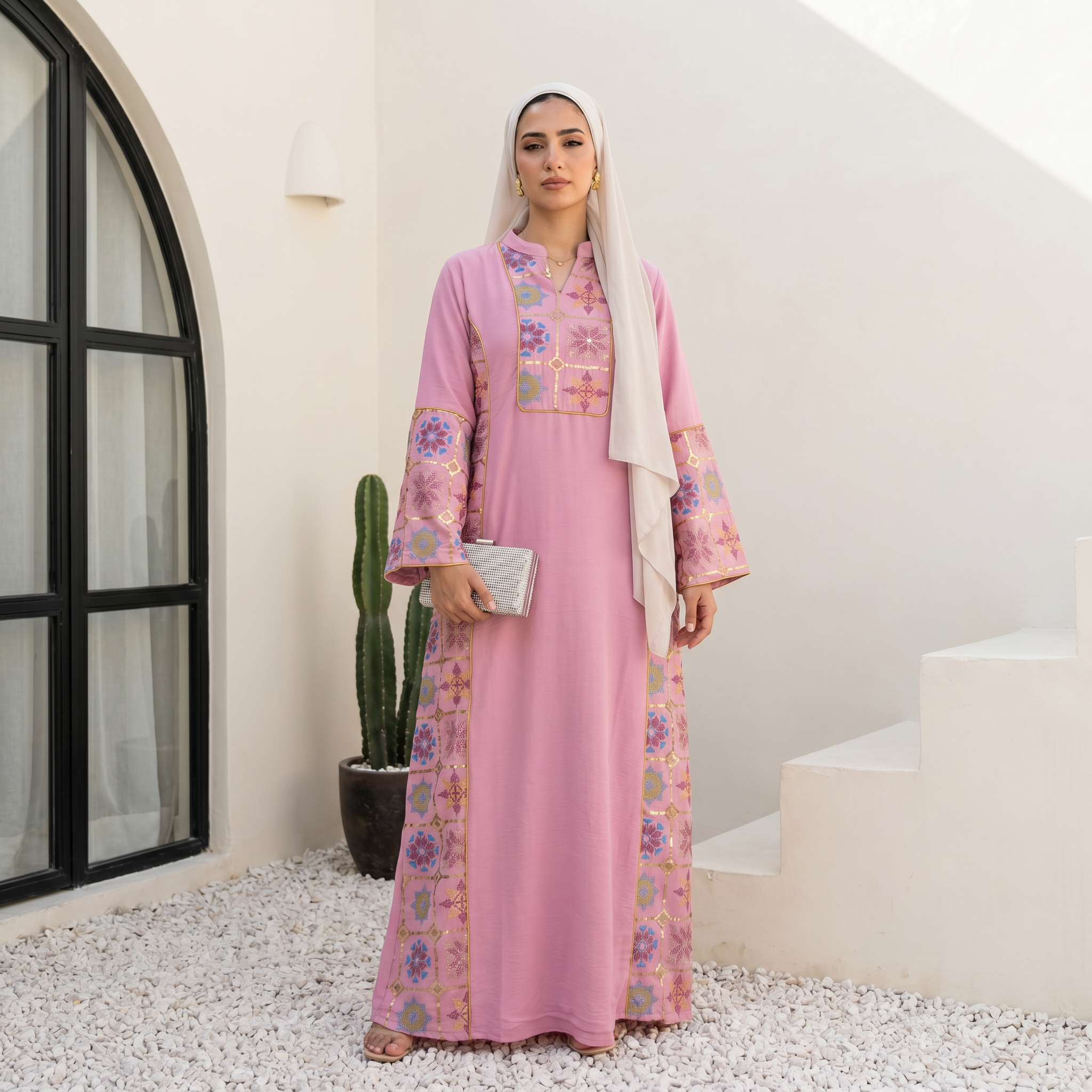 CY Embroidered Abaya full view | عرض كامل لـعباية CY مطرزة – view 2 | لقطة 2
